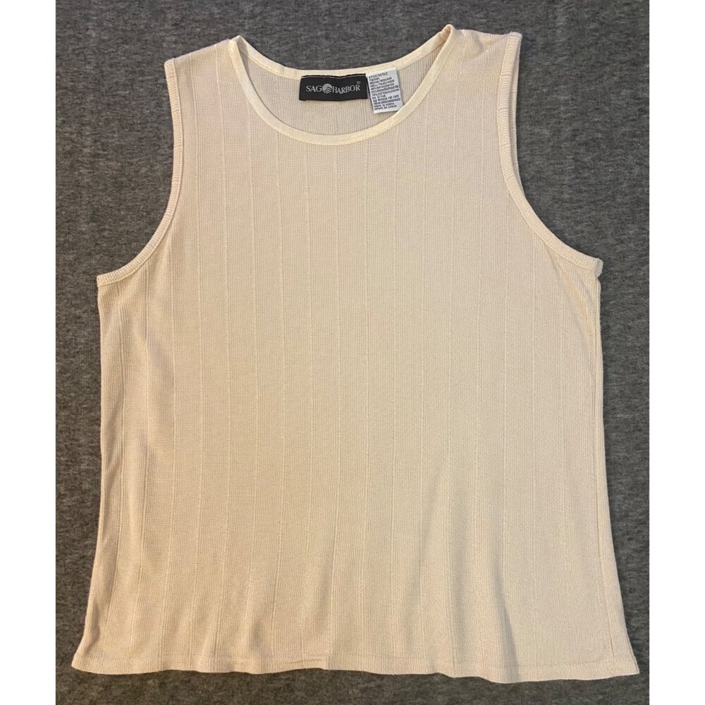 90s‎ Beige Knit Sweater Tank Top Medium Minimalist Layer Capsule Basic Classic